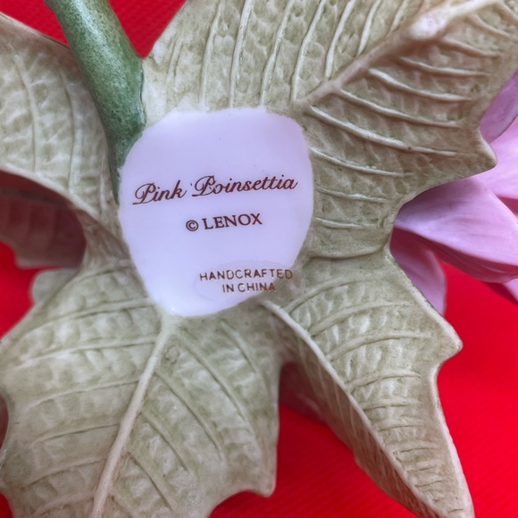 LENOX 2001 Porcelain Pink Poinsettia Flower Sculpture In Box With Certificate - Picture 3 of 5